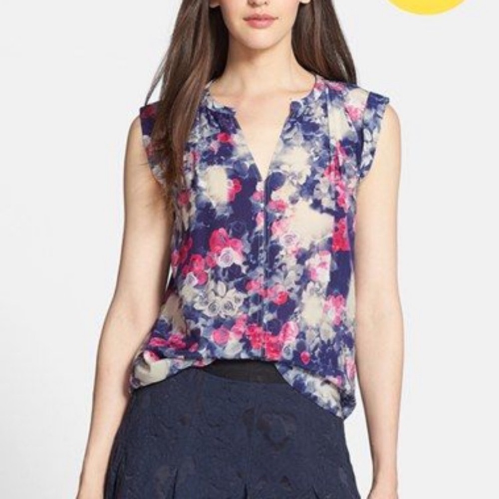 Rebecca Taylor Silk Top Rose Garden Print